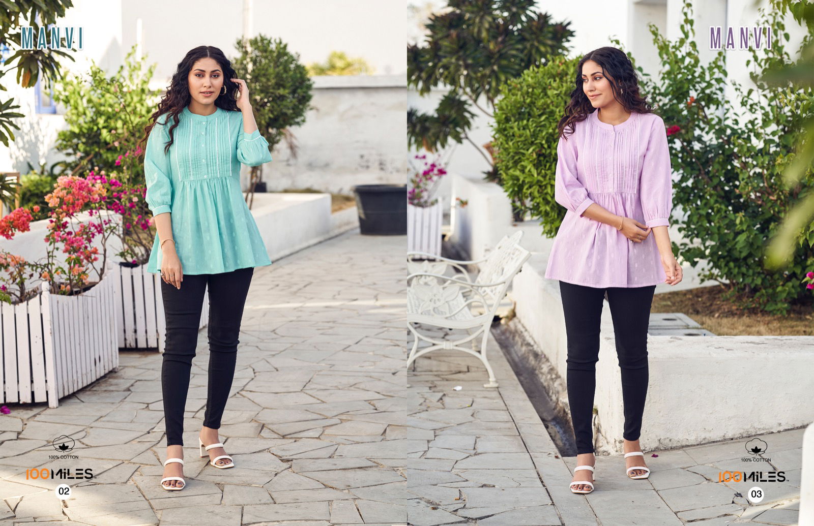 100 Miles Manvi Pure Cotton Western Ladies Top Catalog